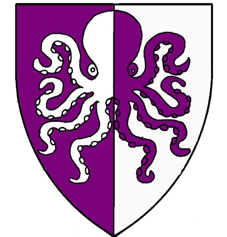 Per pale purpure and argent, a polypus counterchanged.