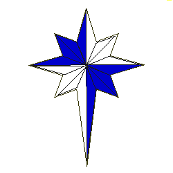 Fieldless, a compass star elongated to base quarterly azure and argent.