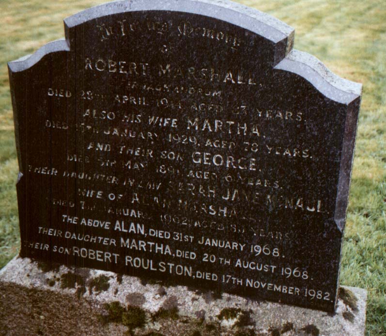 Marshall Gravestone - Sara Jane McNaul was married to my Great Grandfather's Brother Samuel before he was lost in 1906