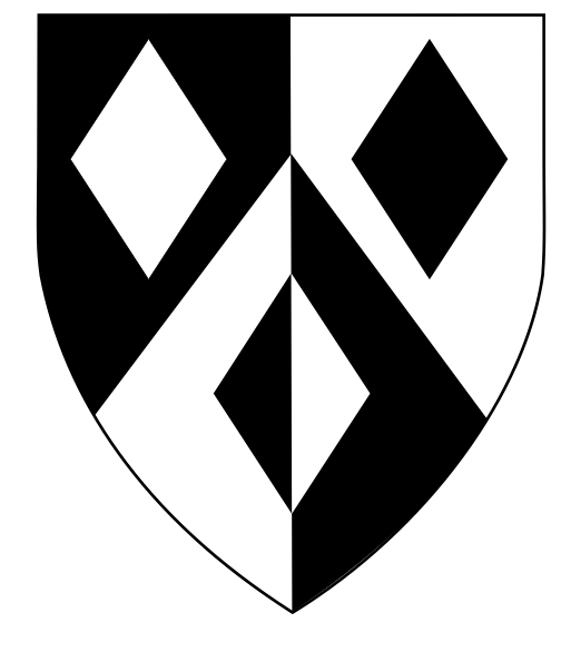 Per pale and per chevron sable and argent, three lozenges counterchanged.