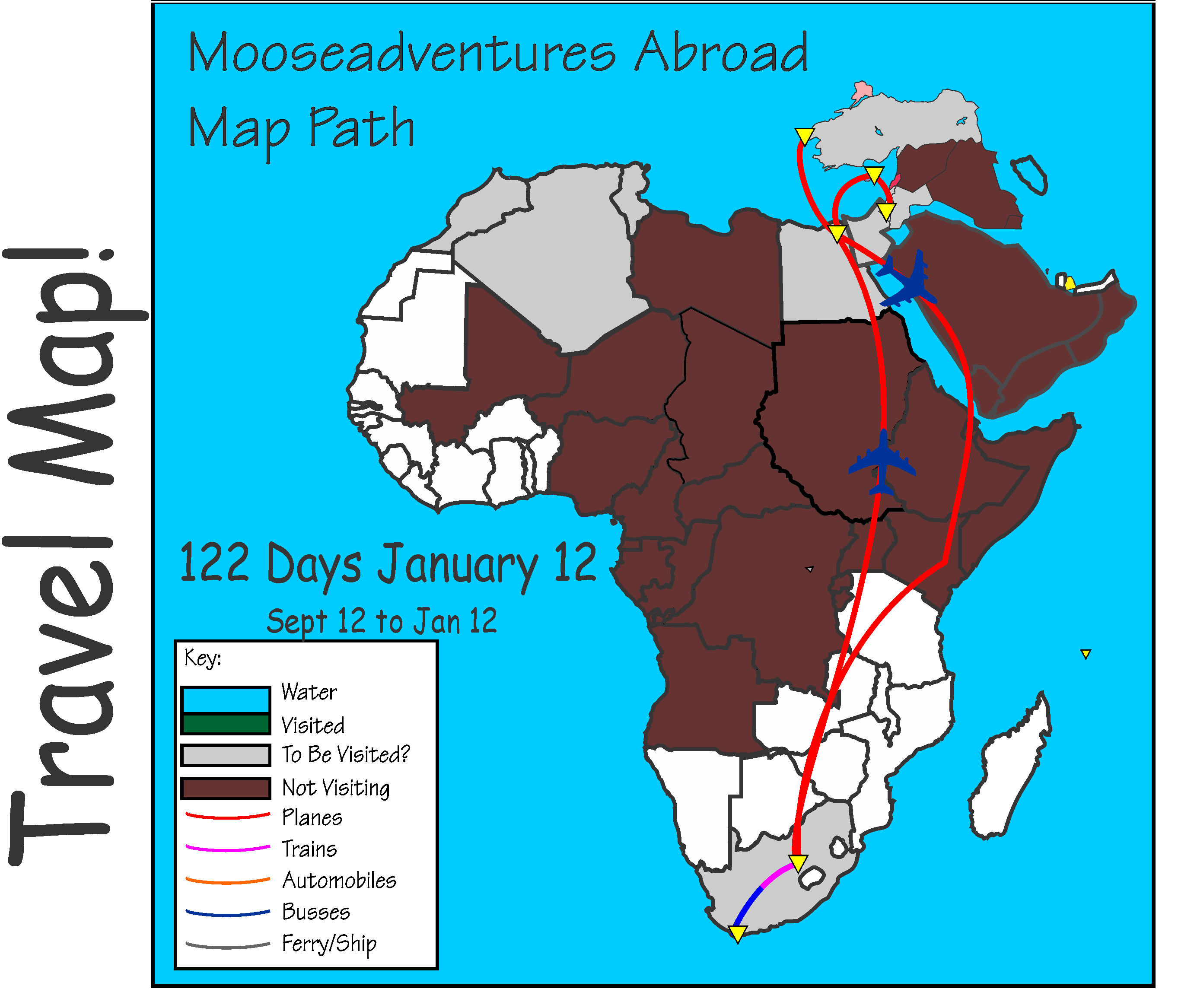 Map of our Africa Travels