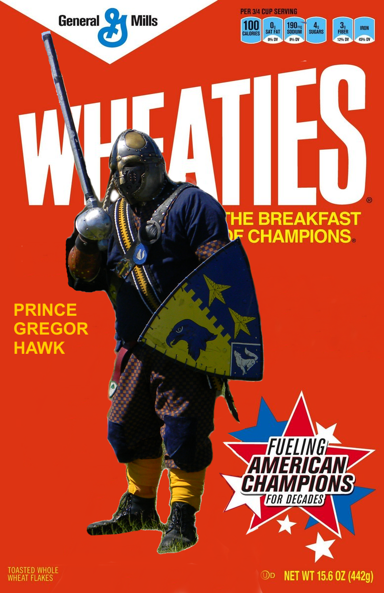 SCA Knight Sir Gregor on Wheaties