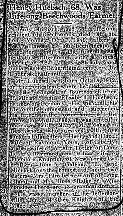 Henry Huebsch Death Notice