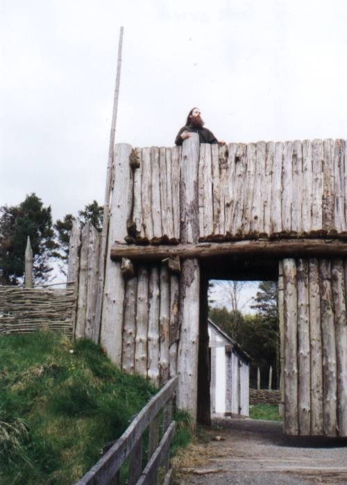 Norman Motte and Bailey fort, me as the sentinal! -Ulster History Park